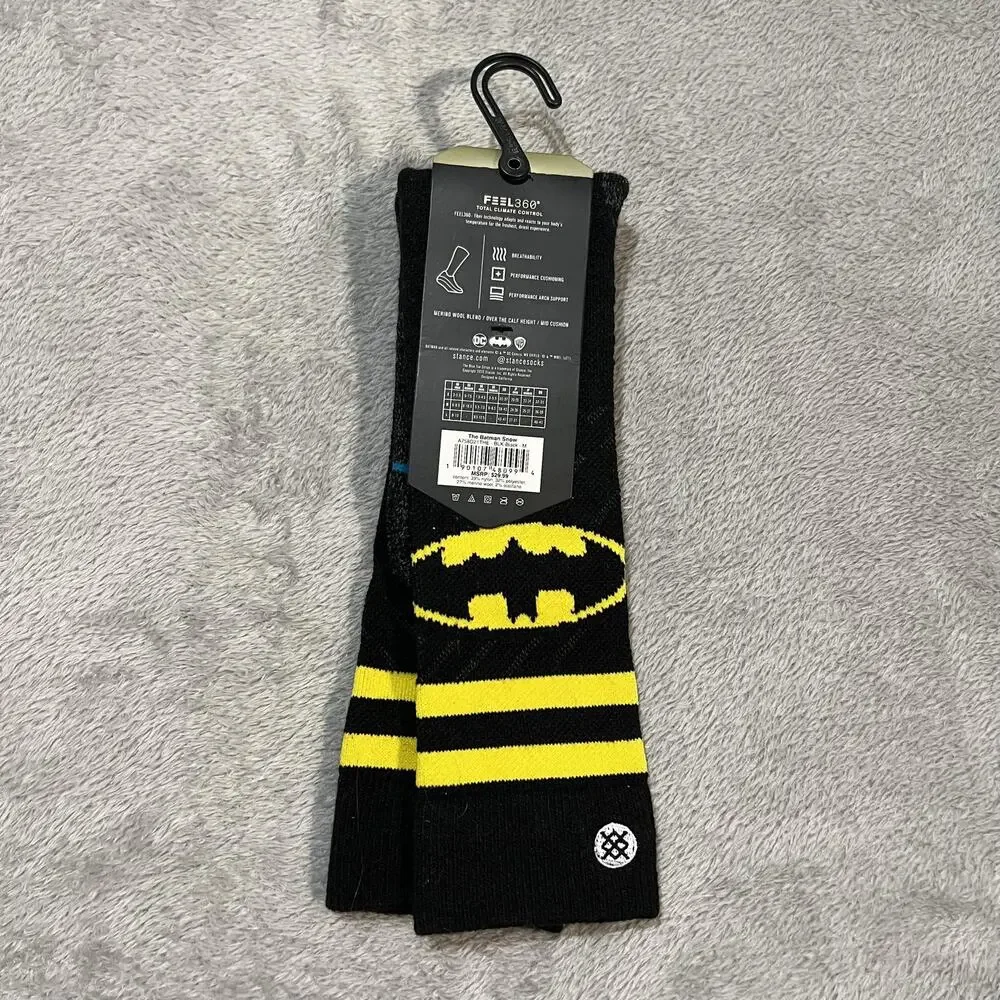 Stance Performance Batman Snow Socks Mens Medium Black Over Calf Wool Ski